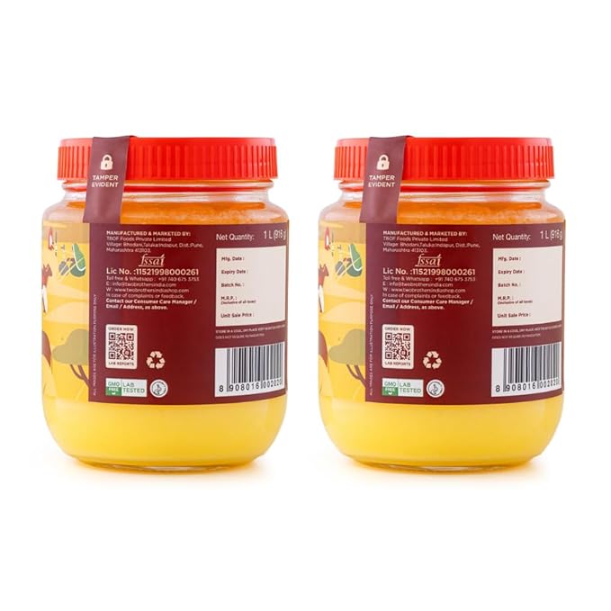 Two Brothers Organic Farms A2 Cultured Ghee, Desi Gir Cow, 66 oz(HDPE Bottle)