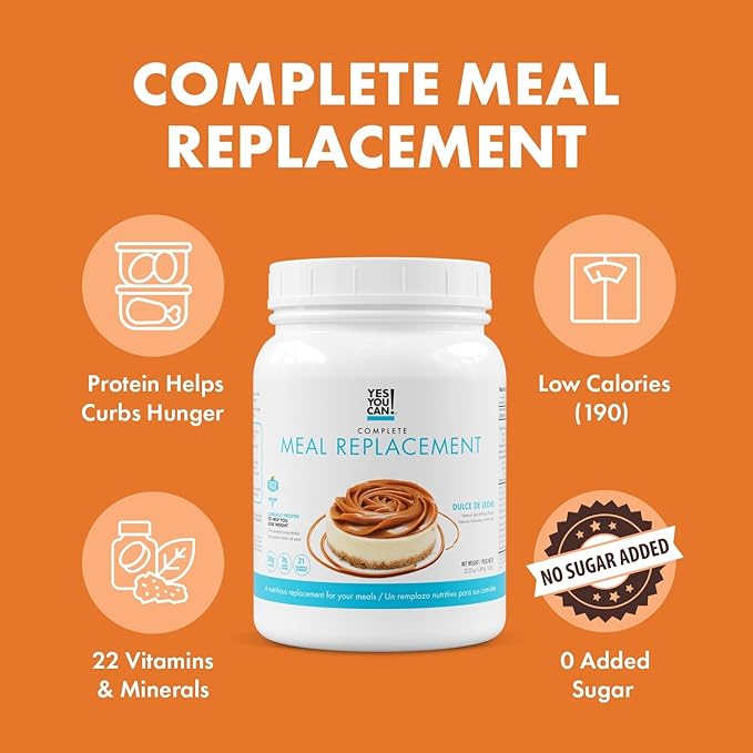 Yes You Can! Complete Meal Replacement - 15 Servings, 20g of Protein, 0g Added Sugars, 21 Vitamins