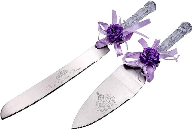 GIFTS INFINITY Personalized Mis Quince Anos Cake Knife and Server Set Valentine's Day Gift (CK-2PH)