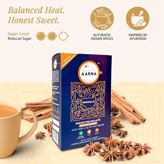 Bagan of Aarna Instant Masala Chai, Tea Powder Mix, Spiced Tea, All Natural Chai Tea, Authentic