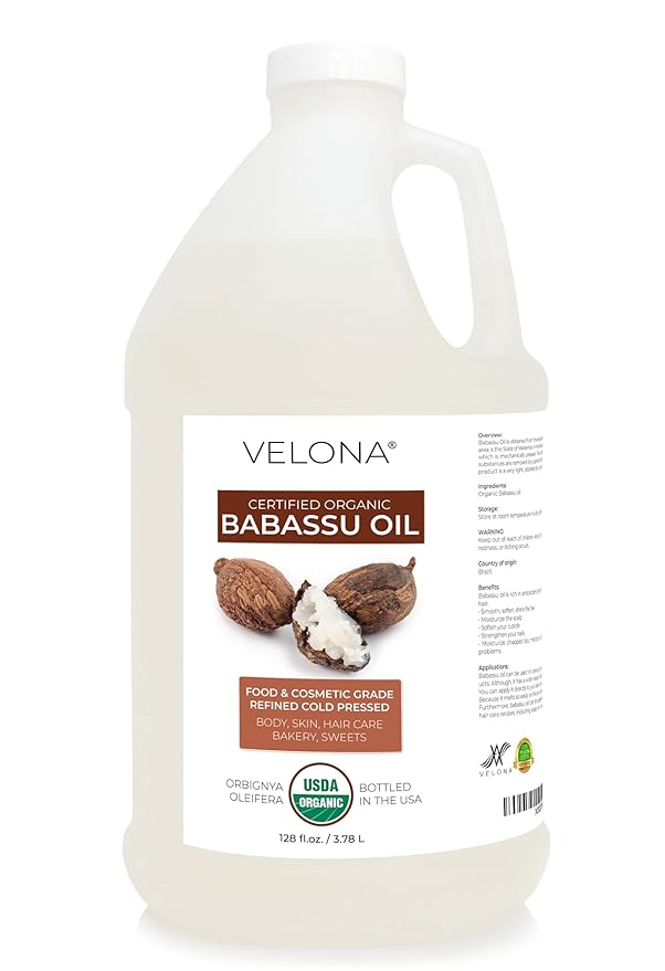 velona Babassu Oil USDA Certified Organic - 1 Gallon / 128 Fl Oz | 100% Pure and Natural Carrier