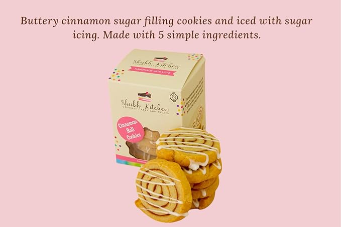 Cinnamon Roll Sugar Cookies- Gourmet Indian Cookies, 100% Egg-Free & Vegetarian, Handmade with Real