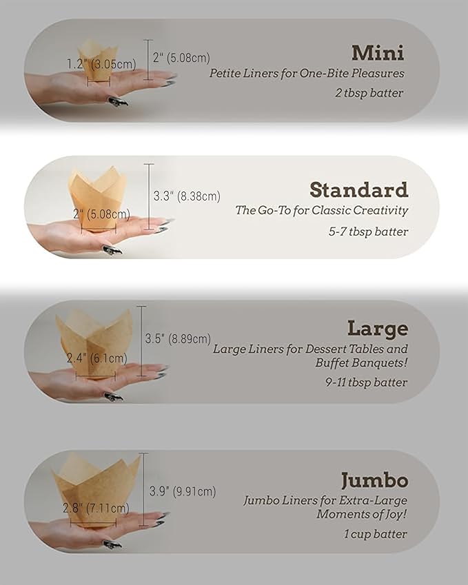 200pcs Natural Tulip Cupcake Liners for Baking Cups Unbleached European Parchment paper Tulip