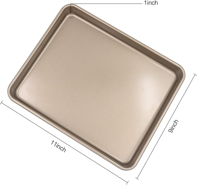 Toaster Oven Pans Set of 2, Shinsin 11-Inch Nonstick Baking Sheet Pans and Trays, 1/8 Thicker