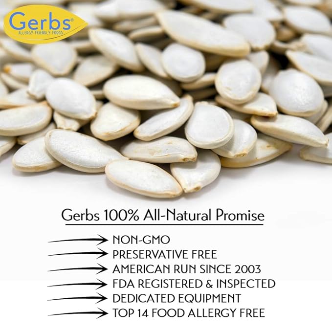 Jumbo Raw Pumpkin Seeds in Shell by Gerbs - 2 LBS - Top 11 Food Allergen Free & Non GMO - Vegan &