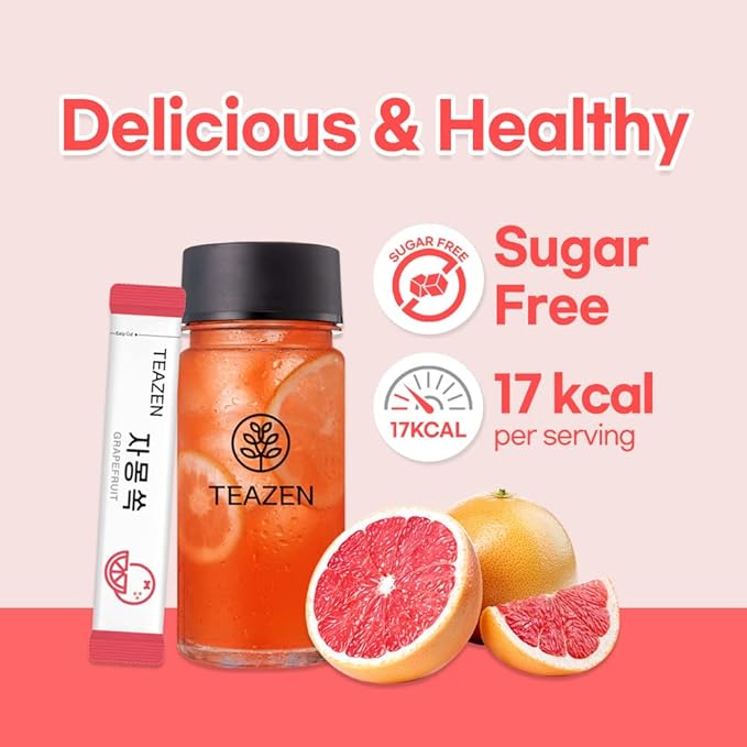 TEAZEN Grapefruit Tea, Sugar Free, Hibiscus and Green Tea, Powdered Mix Beverage from Korea, 10