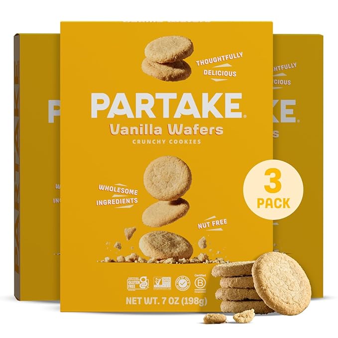 Partake Gluten Free Vanilla Wafers Cookies - Vegan - Free From the Top 9 Allergens Including Dairy