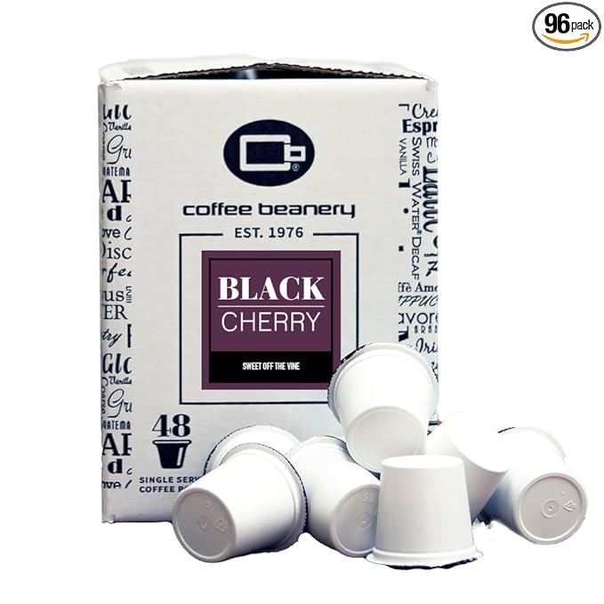 Black Cherry Coffee Pods by Coffee Beanery | 96ct Bulk Medium Roast Arbica Coffee