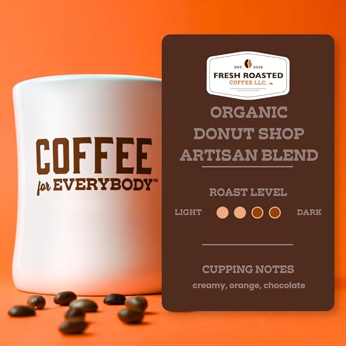 Fresh Roasted Coffee, Organic Donut Shop | USDA Organic, Kosher | Medium Roast 24 Pods for K-Cup