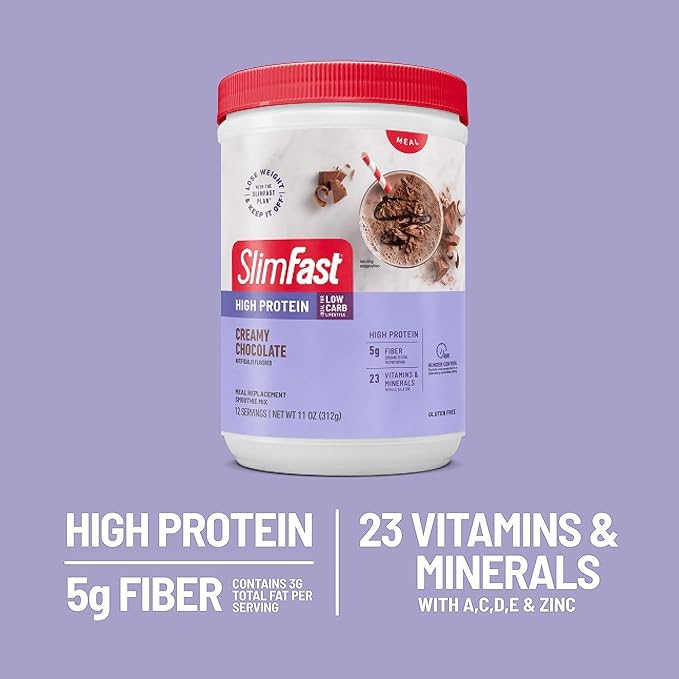 SlimFast High Protein Meal Replacement Shake Powder, 12 Servings (Pack of 2), Advanced Nutrition
