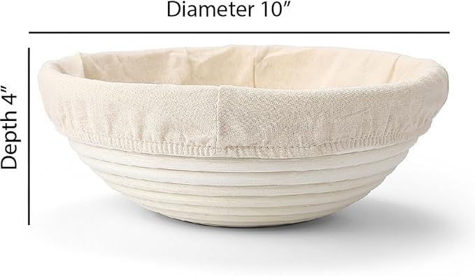 Saint Germain Bakery Premium Round Bread Banneton Basket with Liner - Perfect Brotform Proofing