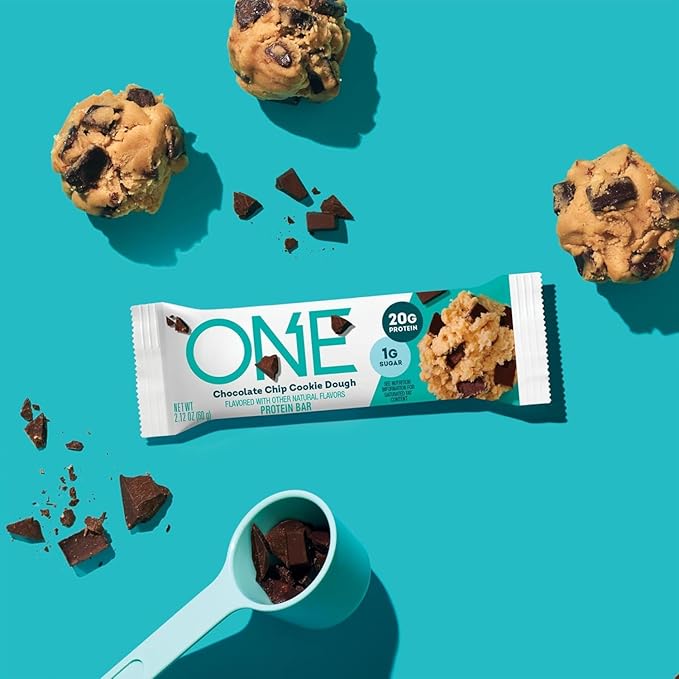 ONE Protein Bars, Chocolate Chip Cookie Dough, Gluten Free with 20g Protein and 1g Sugar, Pantry
