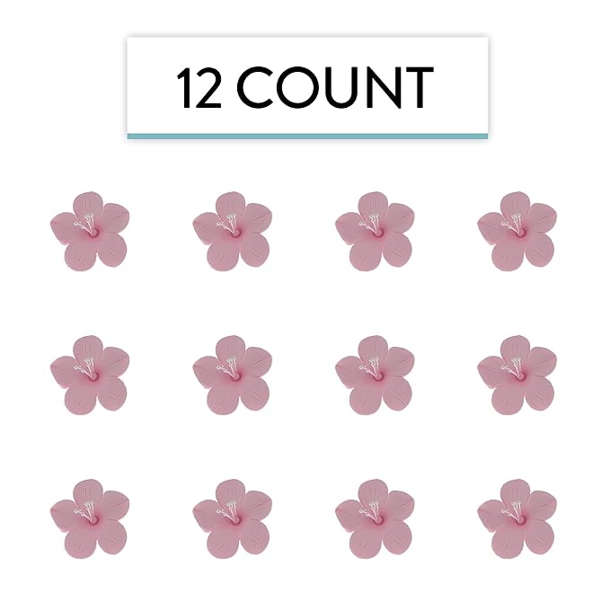 Global Sugar Art Fruit Blossom Sugar Cake Flowers, Pink, 12 Count by Chef Alan Tetreault