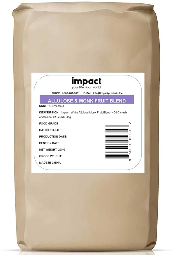 Impact - Monk Fruit Allulose Sweetener, Crystallized Blend Sugar Substitute - Zero Calorie Low-Carb