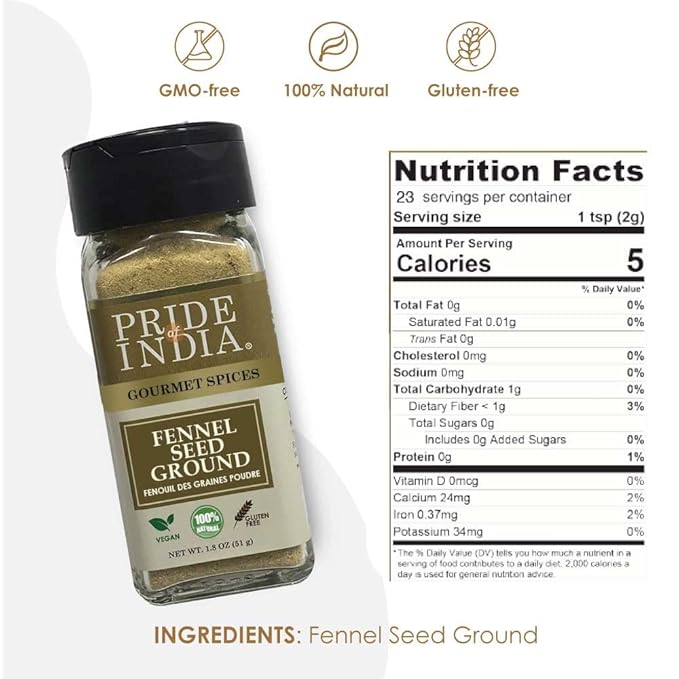Pride of India – Fennel Seed Ground – Natural & Gourmet Spice – Perfect Addition to