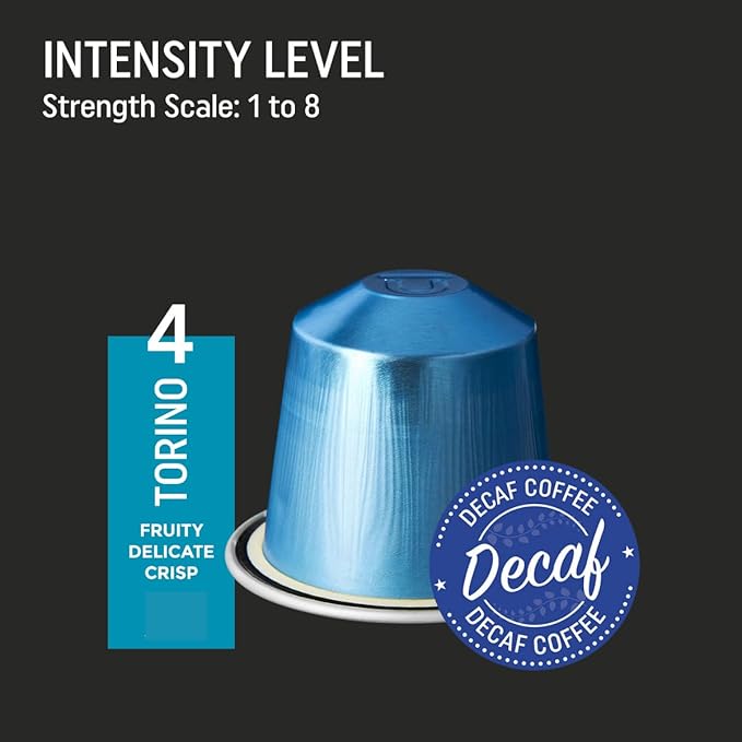 Decaf Italian ‘Torino’ Espresso Compatible with Nespresso | 100 Decaffeinated Aluminum Capsules |