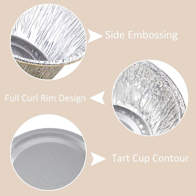 Aluminum Foil Baking Cups, 150 Pack Disposable 4 Oz Ramekins Aluminum Cupcake Muffin Liners Silver