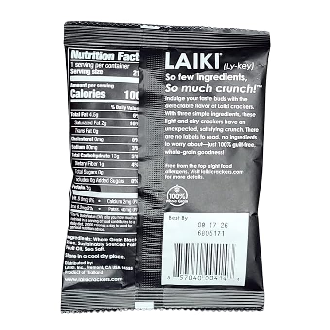Gluten Free Rice Crackers - Black | Low Sodium Healthy Snack | Vegan SEED-OIL FREE Snack | NON-GMO