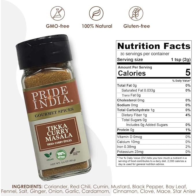 Pride of India – Tikka Curry Masala Seasoning Spice – Gourmet Curry Mix – Ideal for Vegetarian and