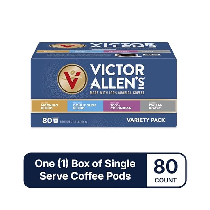Victor Allen's Coffee Variety Pack (Morning Blend, 100% Colombian, Donut Shop Blend, and Italian