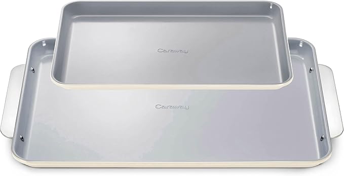 Caraway Non-Stick Ceramic Baking Sheet Duo - Naturally Slick Ceramic Coating - Non-Toxic, PTFE &