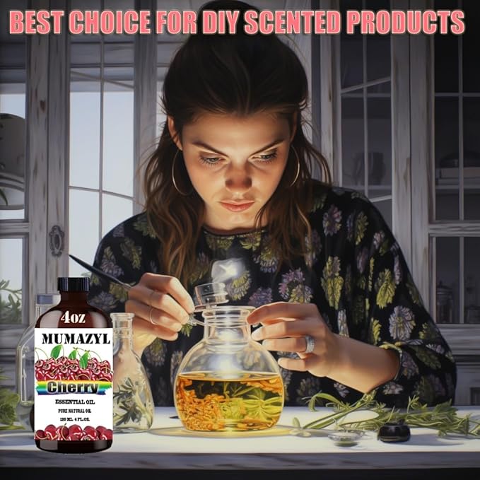 Cherry Essential Oil, Cherry Oil 4 Fl Oz 120ML for Diffuser Humidifier Yoga Cleaning DIY Candle