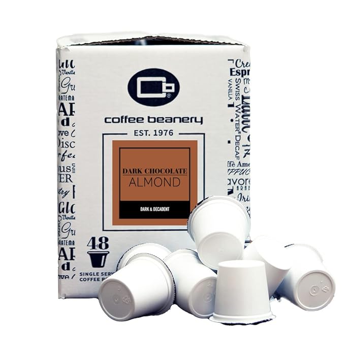 Dark Chocolate Almond Coffee Pods by Coffee Beanery | 192ct Bulk Flavored Coffee Pods Medium Roast