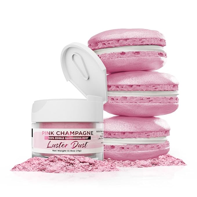 Luster Dust - Pink Champagne (4g 1x Jar) | Edible Vegan Dust & Paint for Cake Decorating, Ice