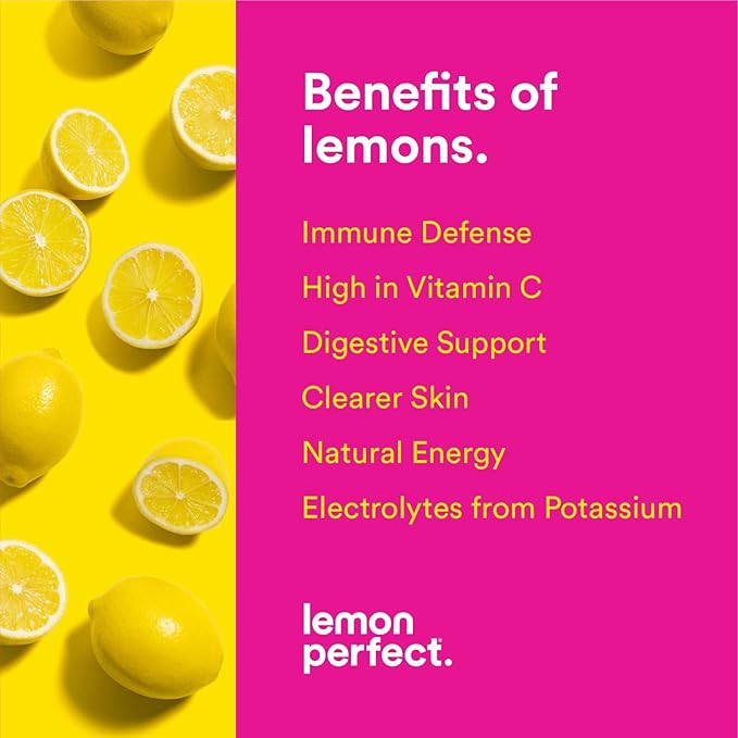 Lemon Perfect, Hydrating Organic Lemon Water, Zero Sugar, Flavored Water, Squeezed from Real Fruit