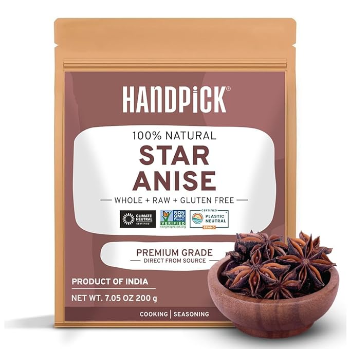 HANDPICK Star Anise Whole (200g/7oz) Gluten Free, 100% Raw Whole Chinese Pods, Premium Quality