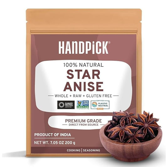 HANDPICK Star Anise Whole (200g/7oz) Gluten Free, 100% Raw Whole Chinese Pods, Premium Quality
