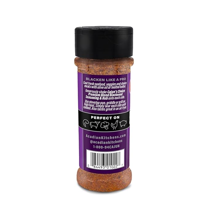 Cajun's Choice Blackened Seasoning - 2.75 oz Jar, All Natural, Low Salt, Gluten-Free - Authentic