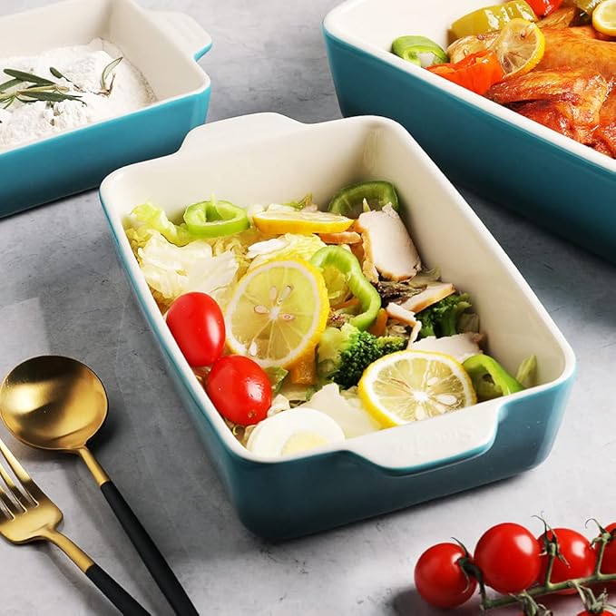 Sweejar Ceramic Bakeware Set, Rectangular Baking Dish for Oven Lasagna Pans for Cooking, Kitchen
