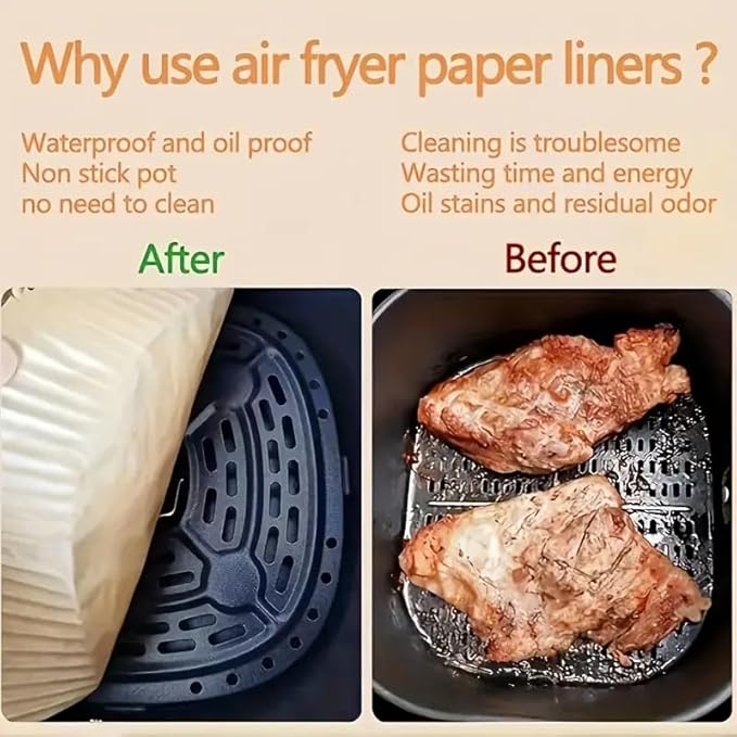 200 Pcs Air Fryer Liners Disposable, 8 Inch (20cm) Square, Thickened Non-Stick Parchment Paper