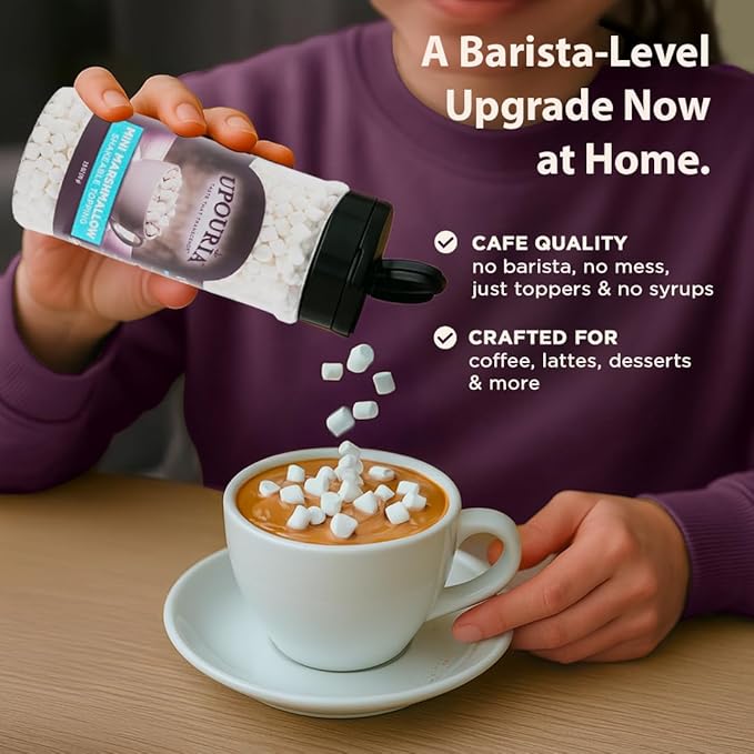 Upouria Mini Marshmallow Beverage and Dessert Topper, Rich Flavor Enhancer for Coffee, Hot