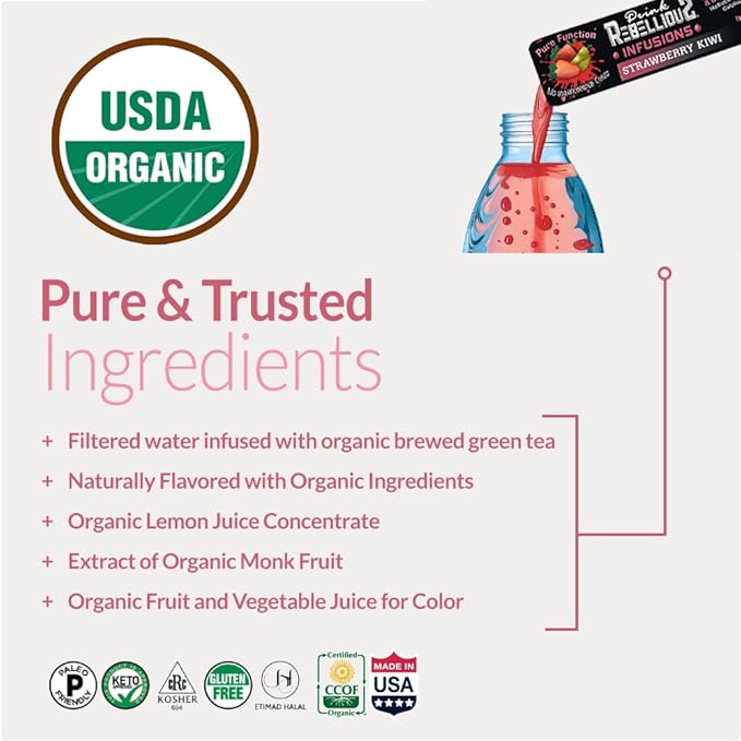 Rebellious Organic Energy Drink Mix Pure Function Bundle (4 Diffent Packs, 10 Counts on Each Pack)