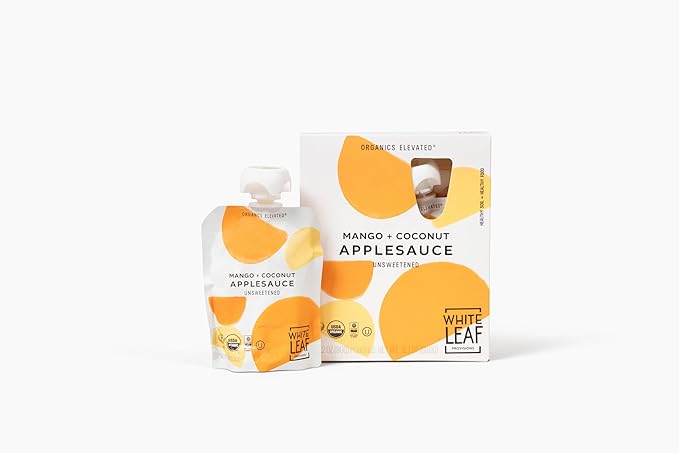 White Leaf Provisions Organic Mango & Coconut Applesauce ??Regeneratively Farmed, No Added Sugar