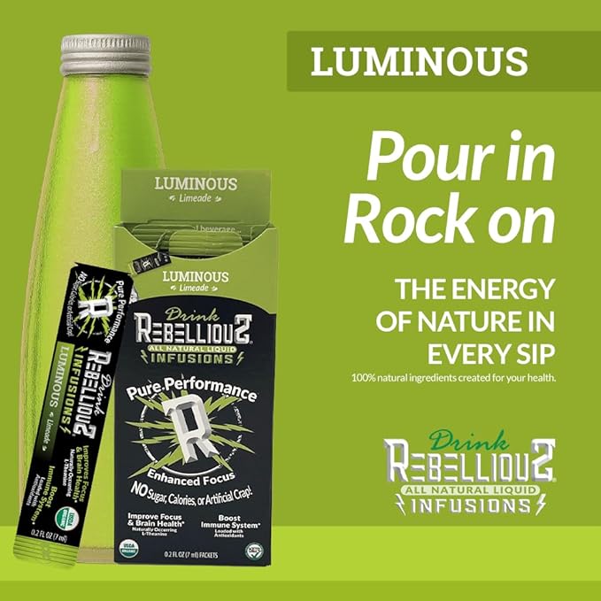 Rebellious Organic Energy Drink Mix Pure Function & Performance Bundle (8 Packs, 10 Counts on Each)