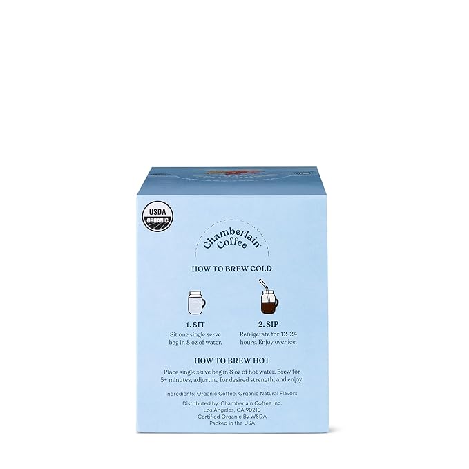 Chamberlain Coffee Flavored Cold Brew Singles Variety Pack – Brew Hot or Iced - Organic Coffee