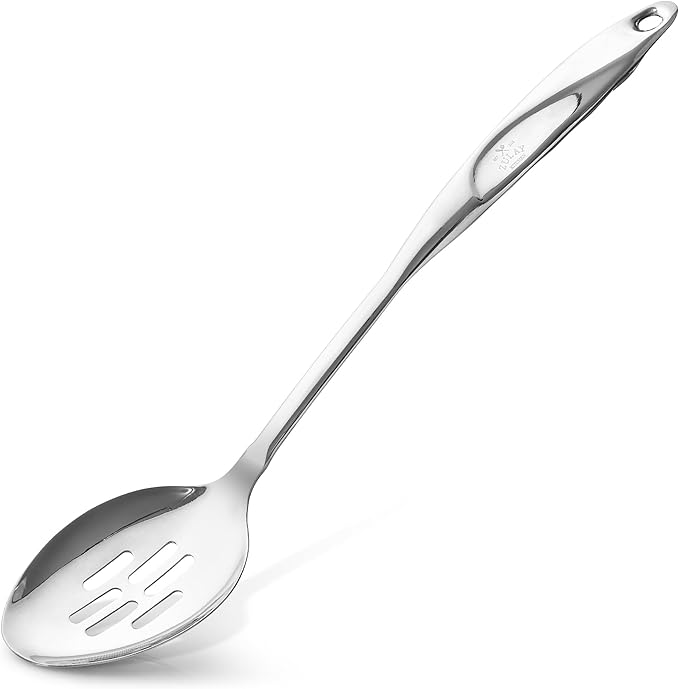 Zulay Kitchen Stainless Steel Slotted Spoon - Large Cooking Spoon - Durable Premium Stainless Steel