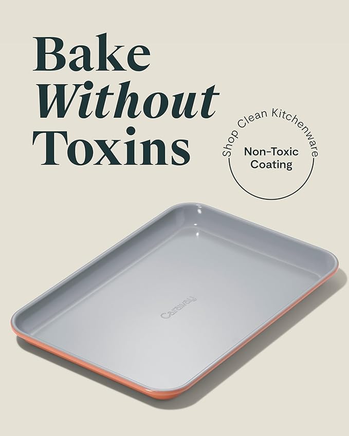 Caraway Nonstick Ceramic Small Baking Sheet (9x13”) – Non-Toxic, PTFE & PFOA Free – Oven Safe