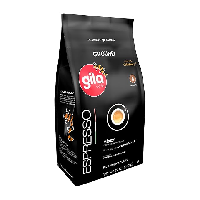 gila café Ground Coffee Medium Roast Espresso 32oz (1-Pack) - 100% Mexican Arabica Bean Coffee