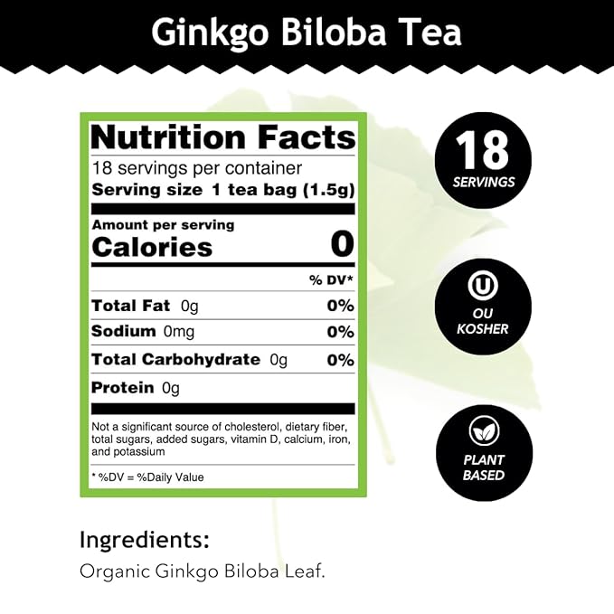 Buddha Teas - Ginkgo Biloba - Organic Herbal Tea - For Cognitive Balance & Overall Health - With