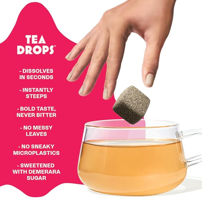 Tea Drops 30 Bulk Pack Organic Strawberry Matcha Bagless Tea - Loose Leaf, Lightly Sweetened