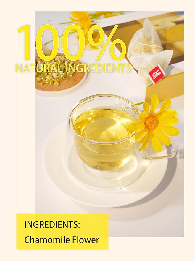 TeeLux Chamomile Tea Bags, 1.5g/bag, Pure Natural Chamomile Flowers Herbal Tea, Caffeine Free, 100