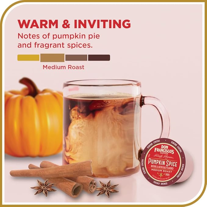 Don Francisco's Pumpkin Spice Flavored Coffee, 100% Arabica, 24 K-Cup Compatible Single-Serve Pods