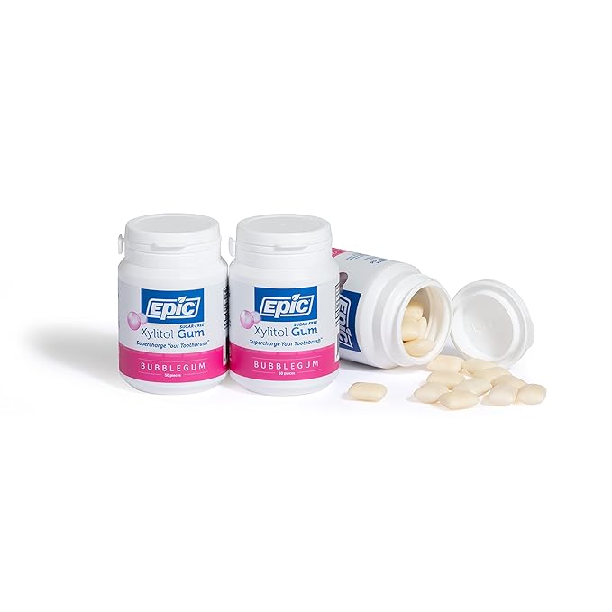 Epic 100% Xylitol Bubblegum Chewing Gum - Sugar Free, Aspartame Free Dental Gum - Supports Oral