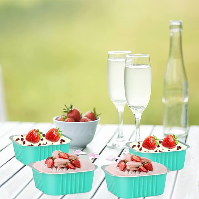 LNYZQUS 10oz/80pack Foil Mini Cake Tins with Lids 4?�X4??Small Cake Baking Pans Cupcake