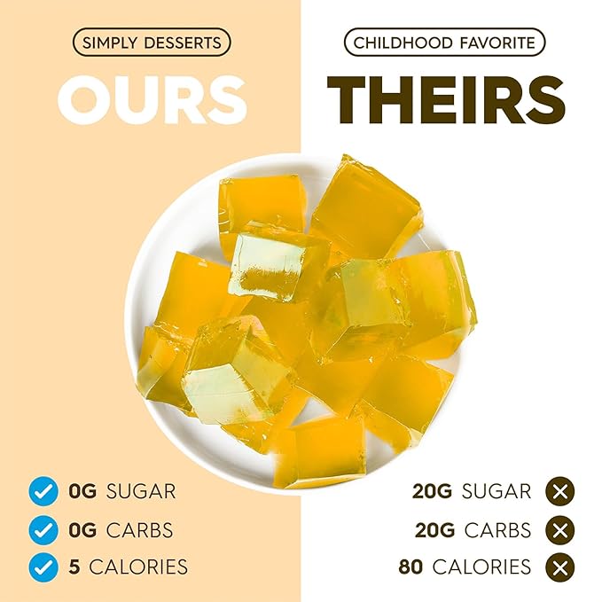 Simply Desserts Sugar-Free Peach Jel, 6-Pack - Vegan Dessert, Keto Snacks, Diabetic Friendly &