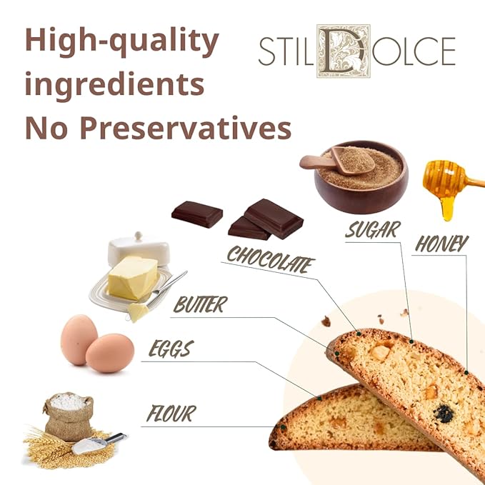 Stildolce Semi-Soft Chocolate Italian Biscotti Cookies| Made in Tuscany, Italy| Classic Gourmet